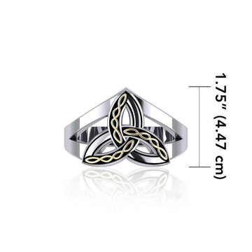 Braided Celtic Trinity ~ Sterling Silver Knot Ring with 18k Gold accent MRI657 - Jewelry